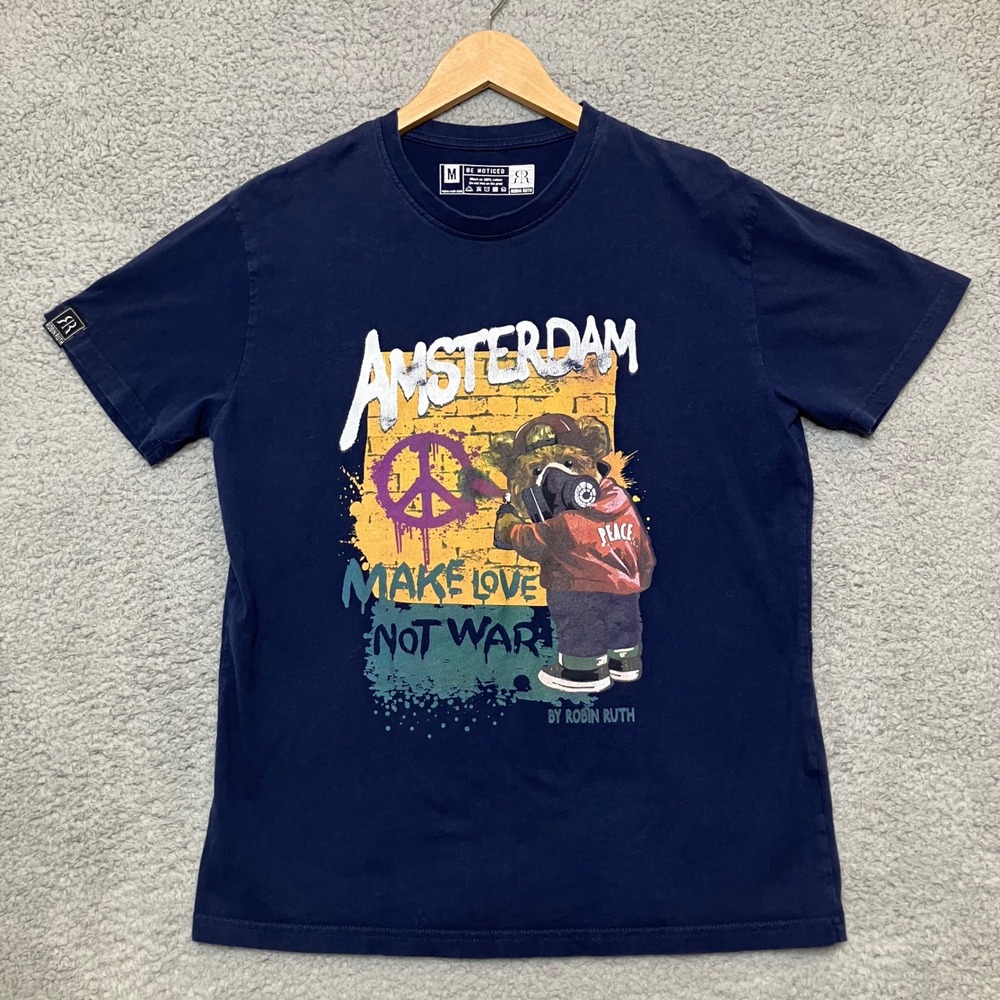 Robin Ruth Amsterdam Make Love Not War‎ Tee M Antiwar Graffiti Spray Paint Artsy